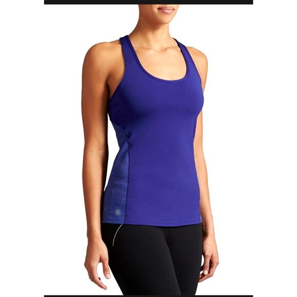 Athleta Swift Tank Sz S Pockets Purple In-built Bra‎ Yoga Running Active - Picture 1 of 12